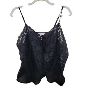 Private Luxuries Black Lace Sheer  Sleep Top Size Large